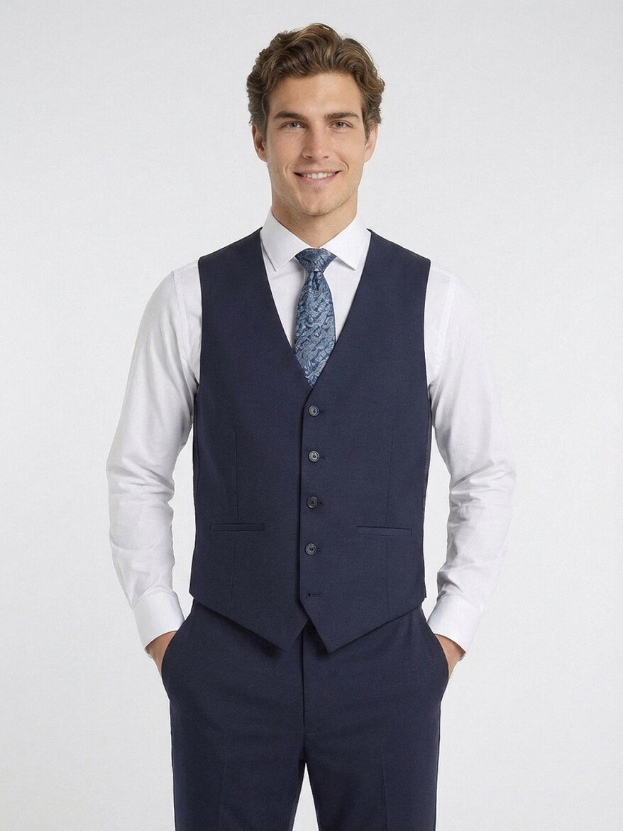 Saks Slim Fit Kelebek Yaka Klasik Yelek - 1