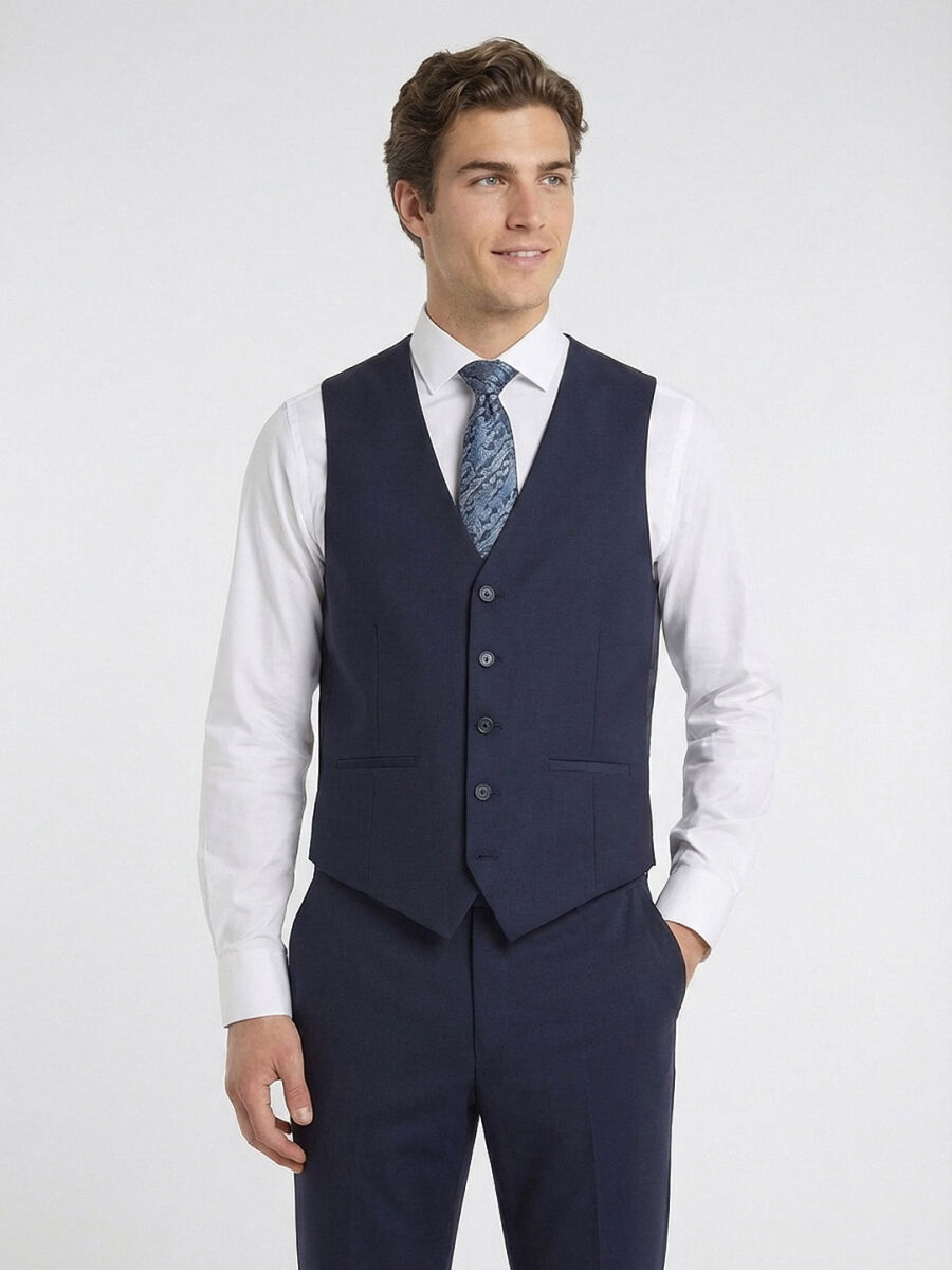 Saks Slim Fit Kelebek Yaka Klasik Yelek - 4