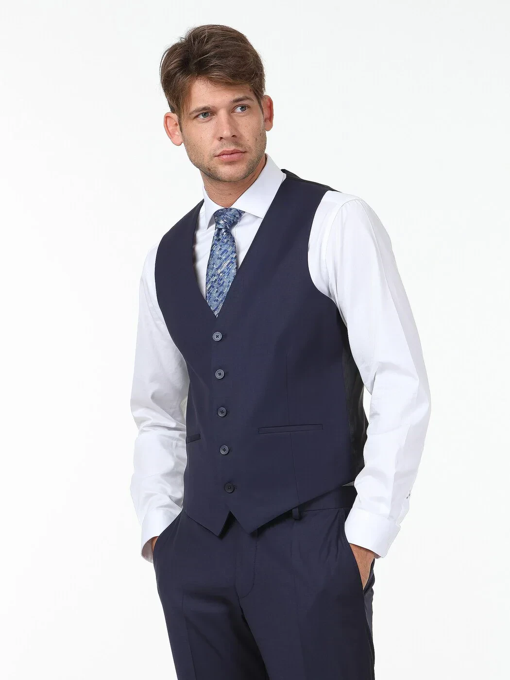 Saks Slim Fit Kelebek Yaka Klasik Yelek - 1