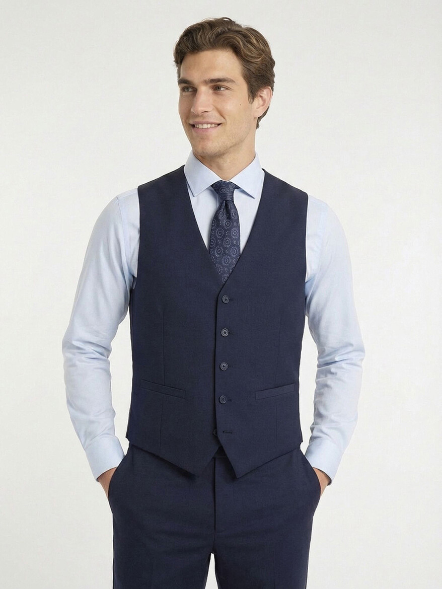 Saks Slim Fit Kelebek Yaka Klasik Yelek - 1