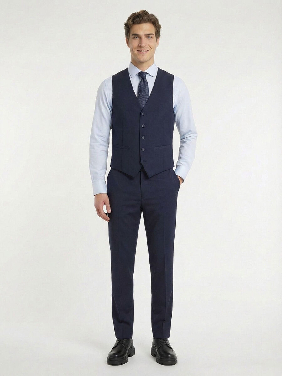 Saks Slim Fit Kelebek Yaka Klasik Yelek - 3