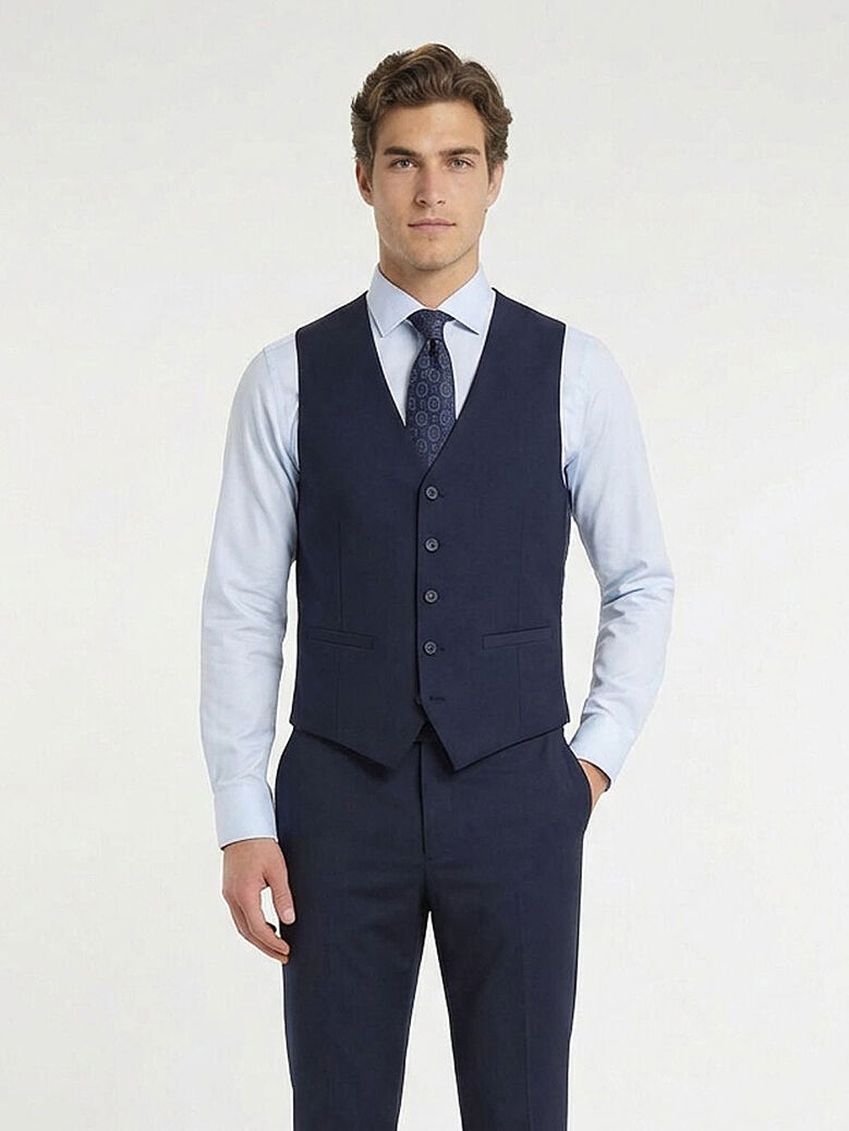 Saks Slim Fit Kelebek Yaka Klasik Yelek - 4