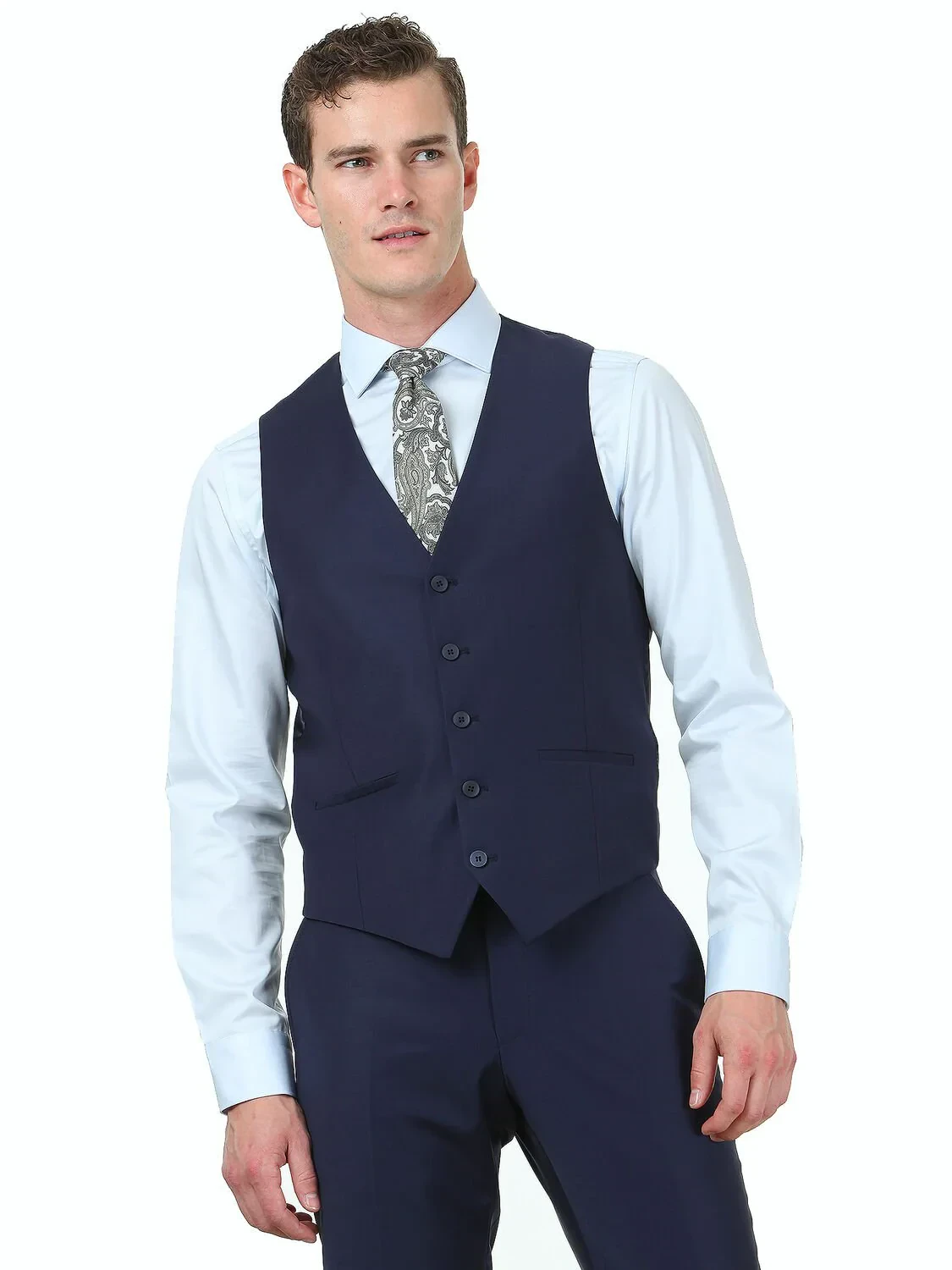 Saks Slim Fit Kelebek Yaka Klasik Yelek - 3