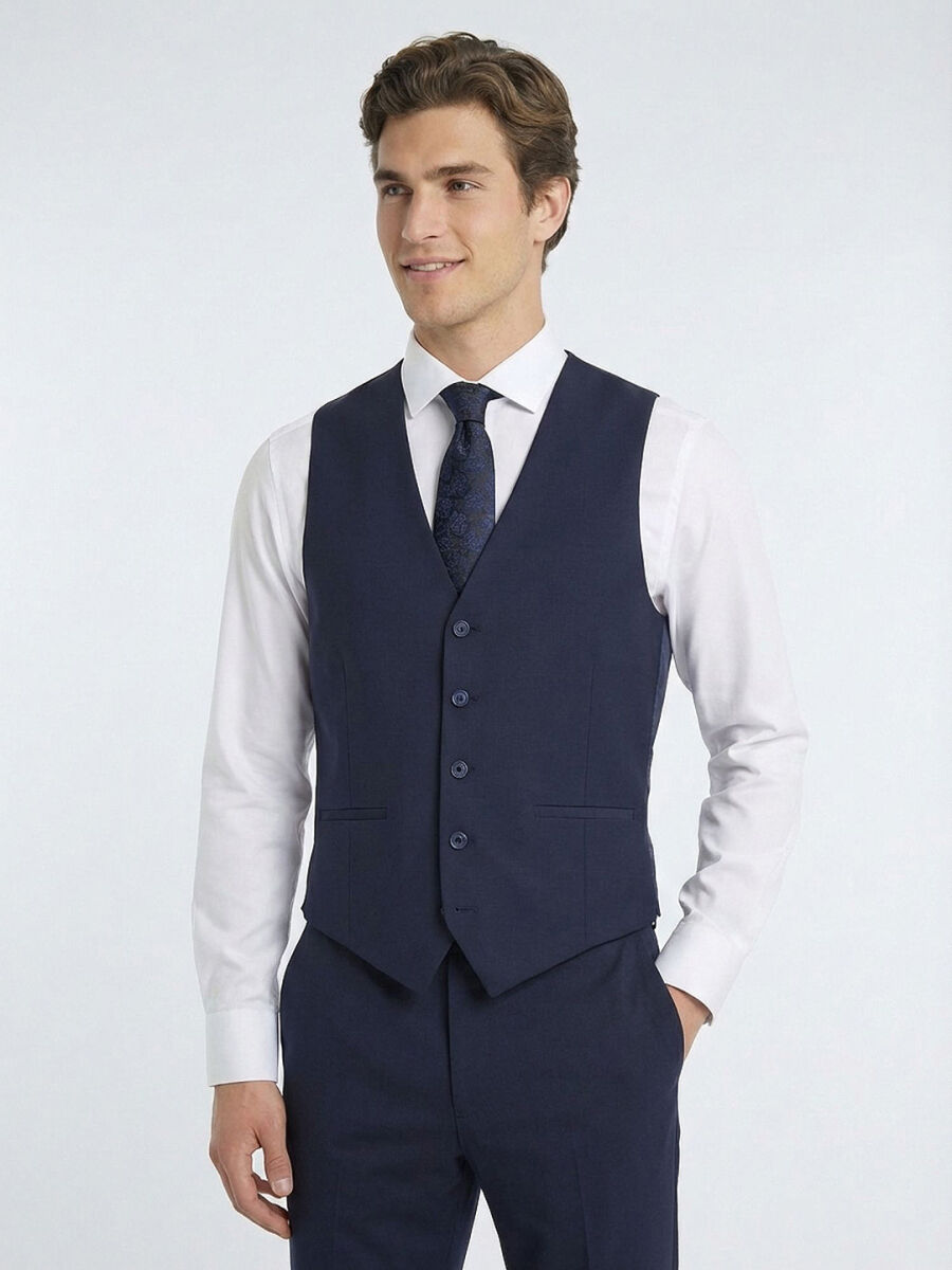 Saks Slim Fit Kelebek Yaka Klasik Yelek - 1