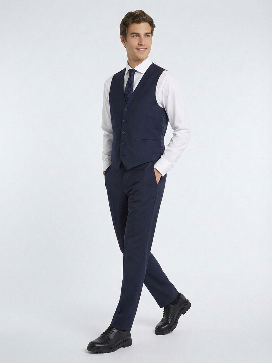Saks Slim Fit Kelebek Yaka Klasik Yelek - 2