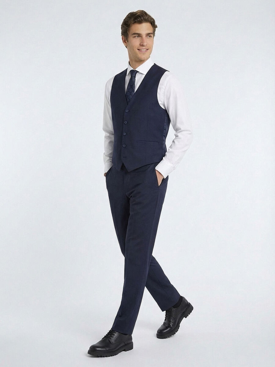 Saks Slim Fit Kelebek Yaka Klasik Yelek - 2