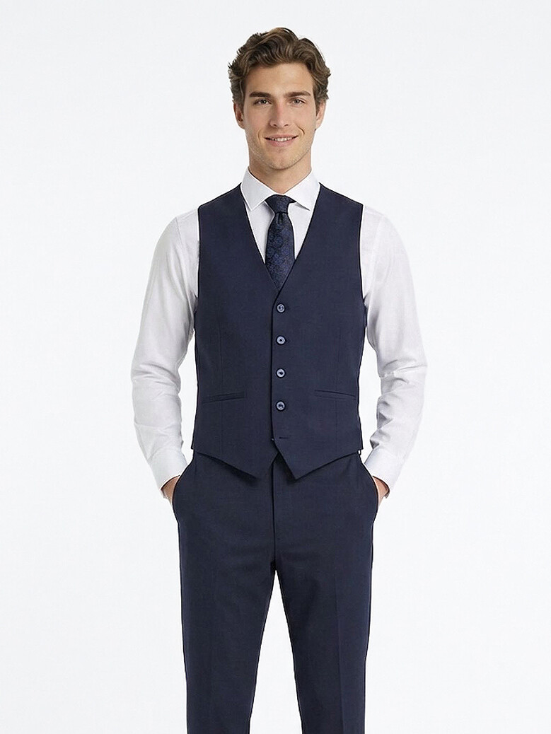 Saks Slim Fit Kelebek Yaka Klasik Yelek - 4