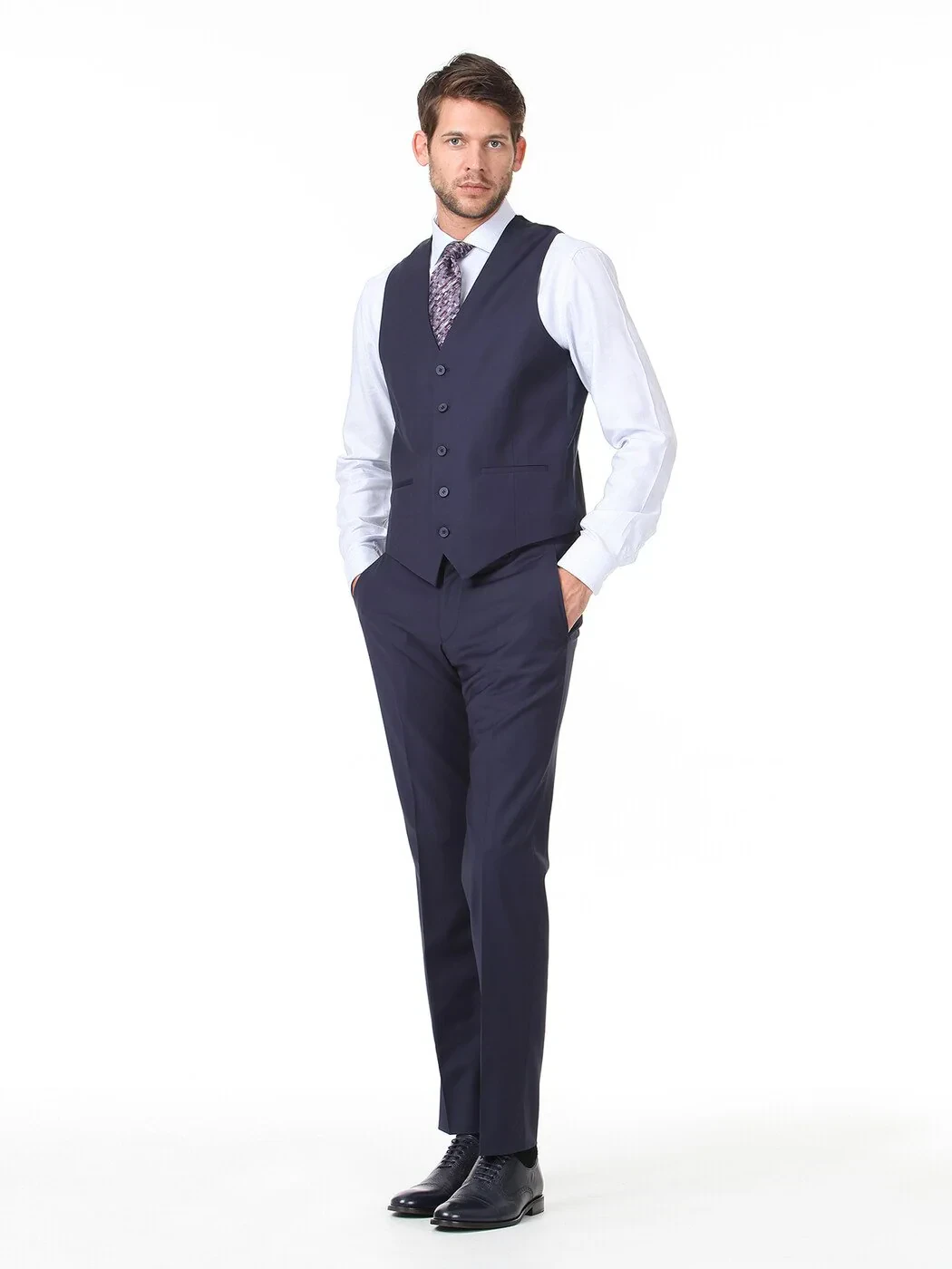 Saks Slim Fit Kelebek Yaka Klasik Yelek - 3