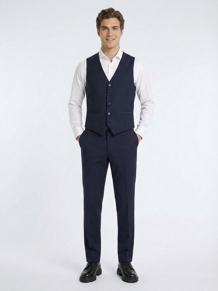 Saks Slim Fit Kelebek Yaka Klasik Yelek - 1