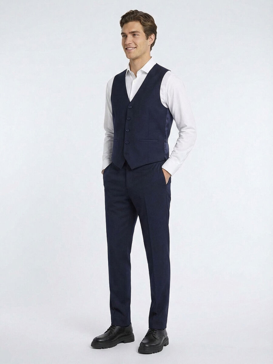 Saks Slim Fit Kelebek Yaka Klasik Yelek - 3