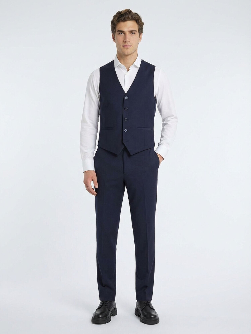 Saks Slim Fit Kelebek Yaka Klasik Yelek - 4
