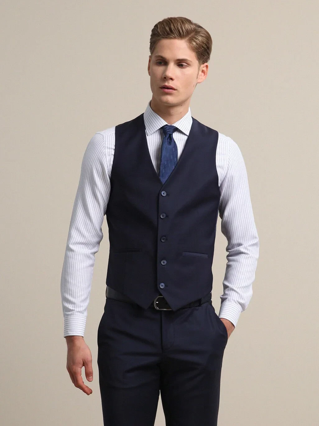 Saks Slim Fit Kelebek Yaka Klasik Yelek - 3
