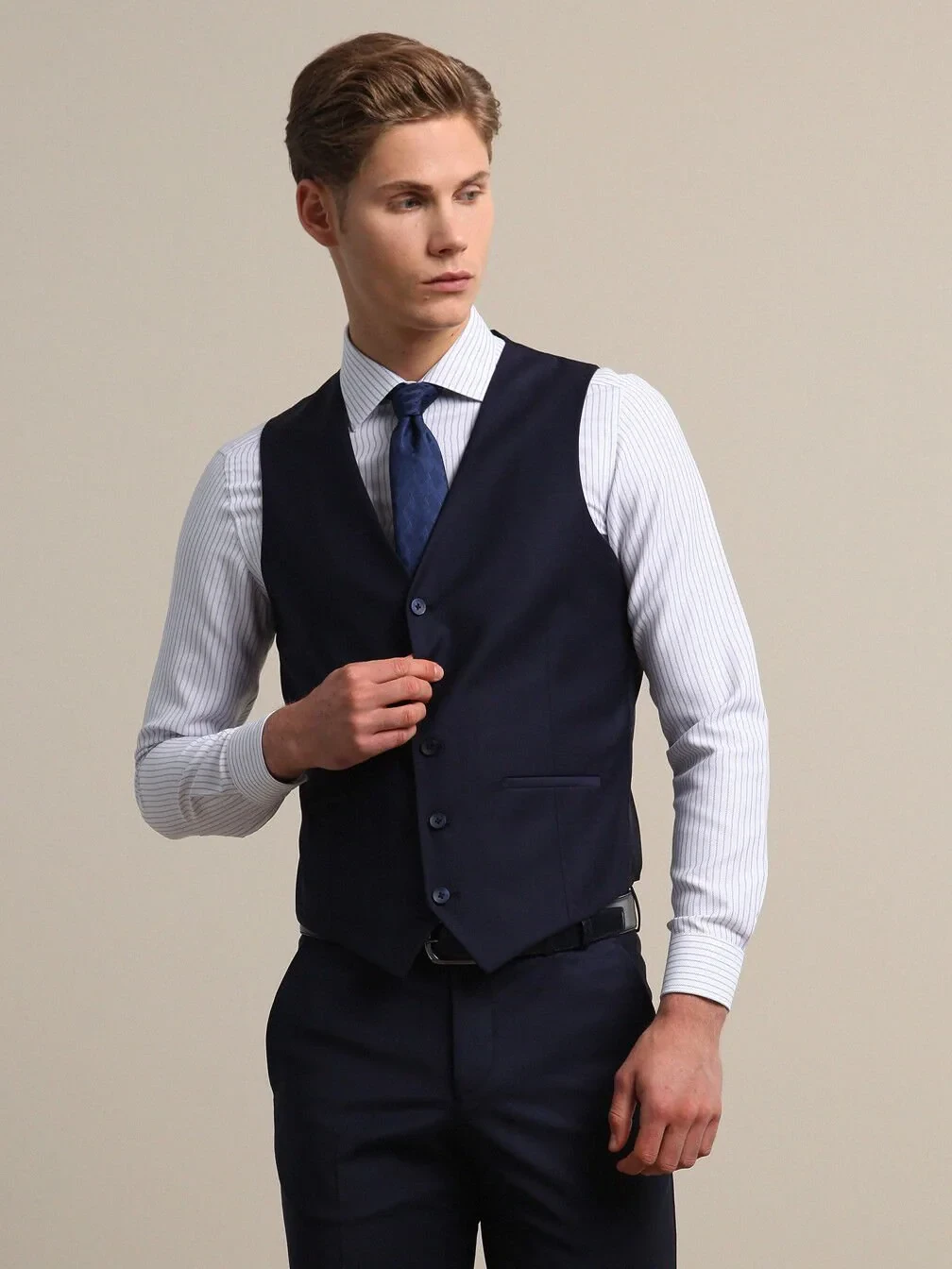 Saks Slim Fit Kelebek Yaka Klasik Yelek - 4