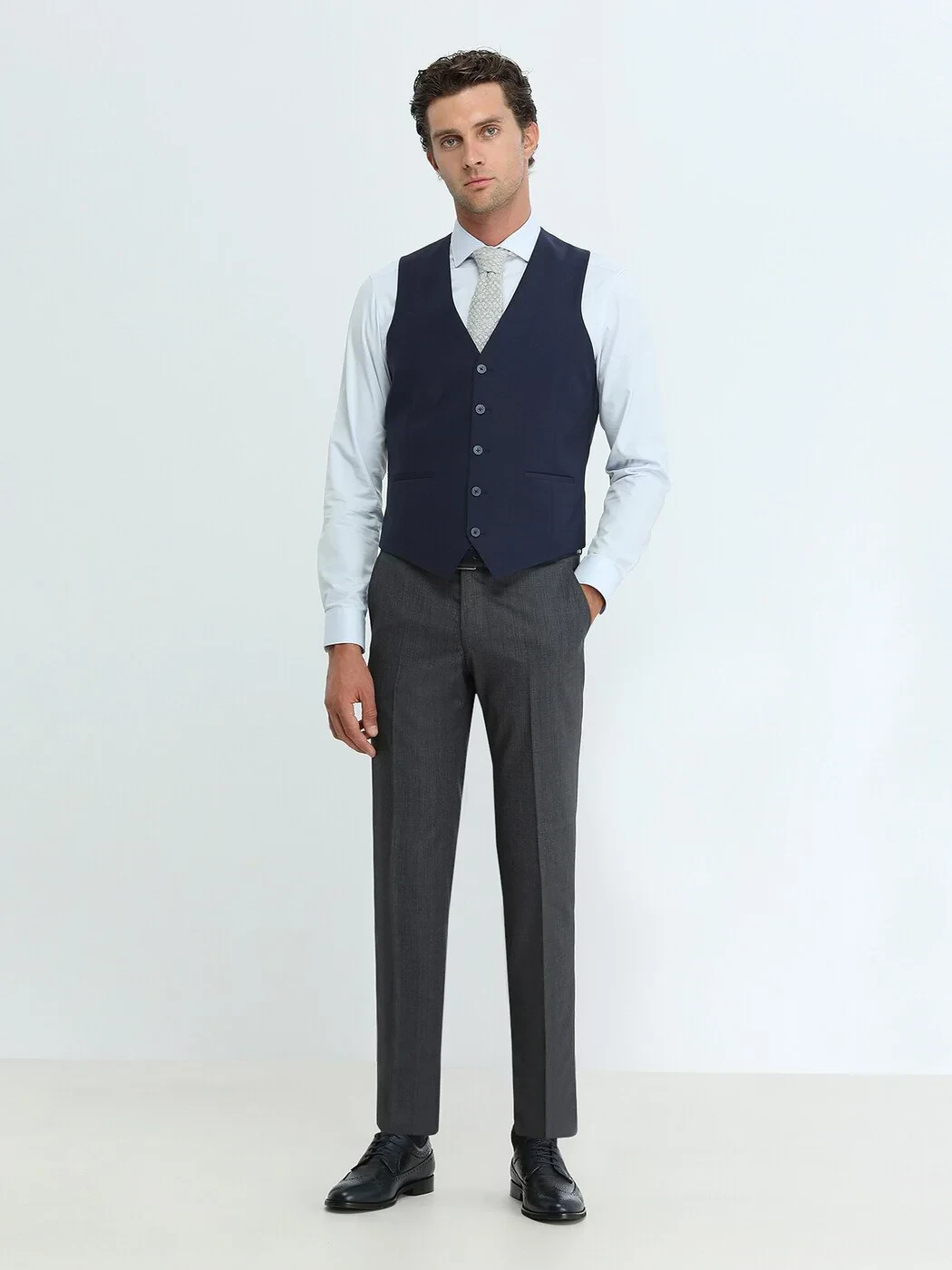 Saks Slim Fit Kelebek Yaka Klasik Yelek - 2