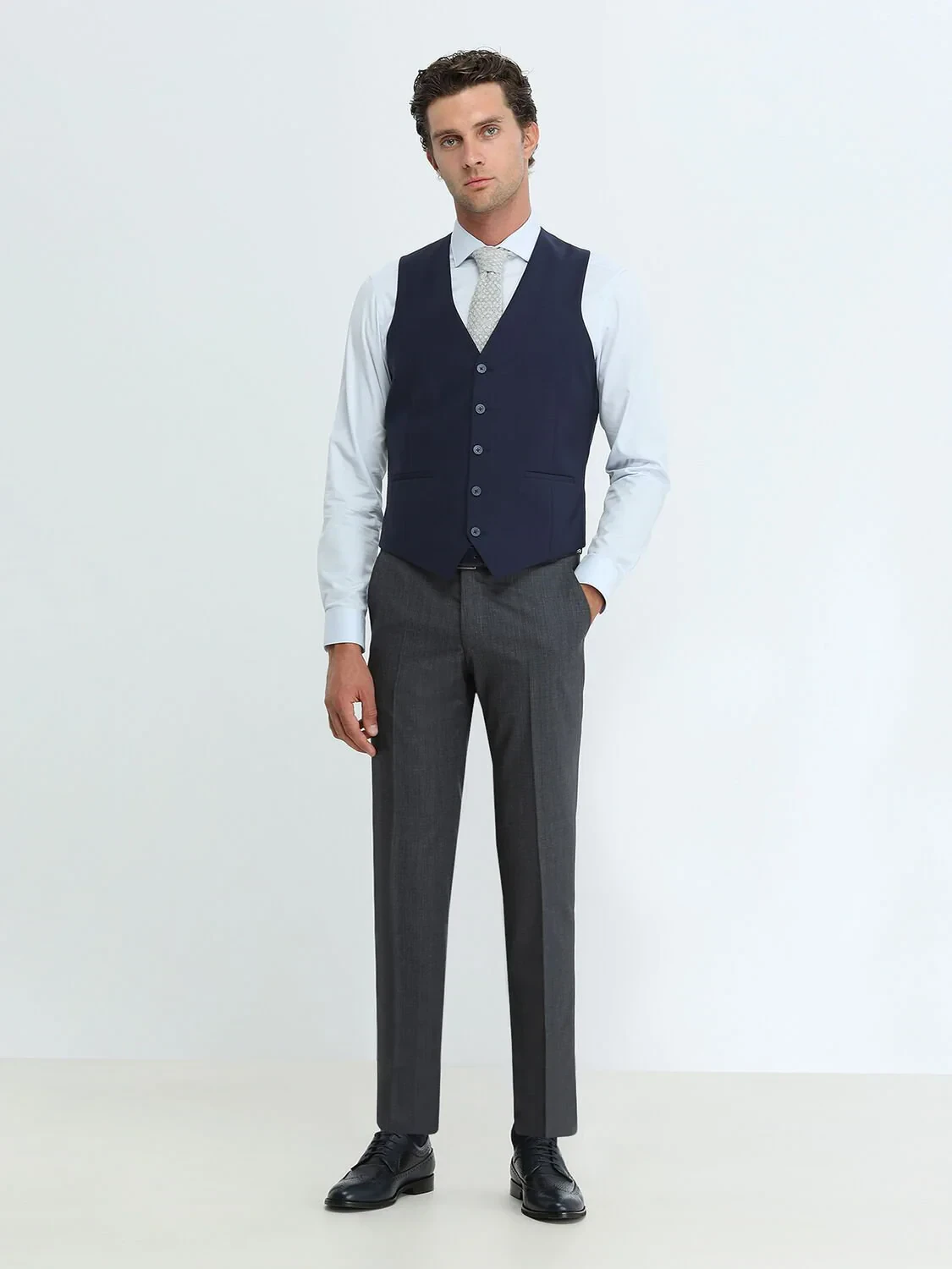 Saks Slim Fit Kelebek Yaka Klasik Yelek - 2