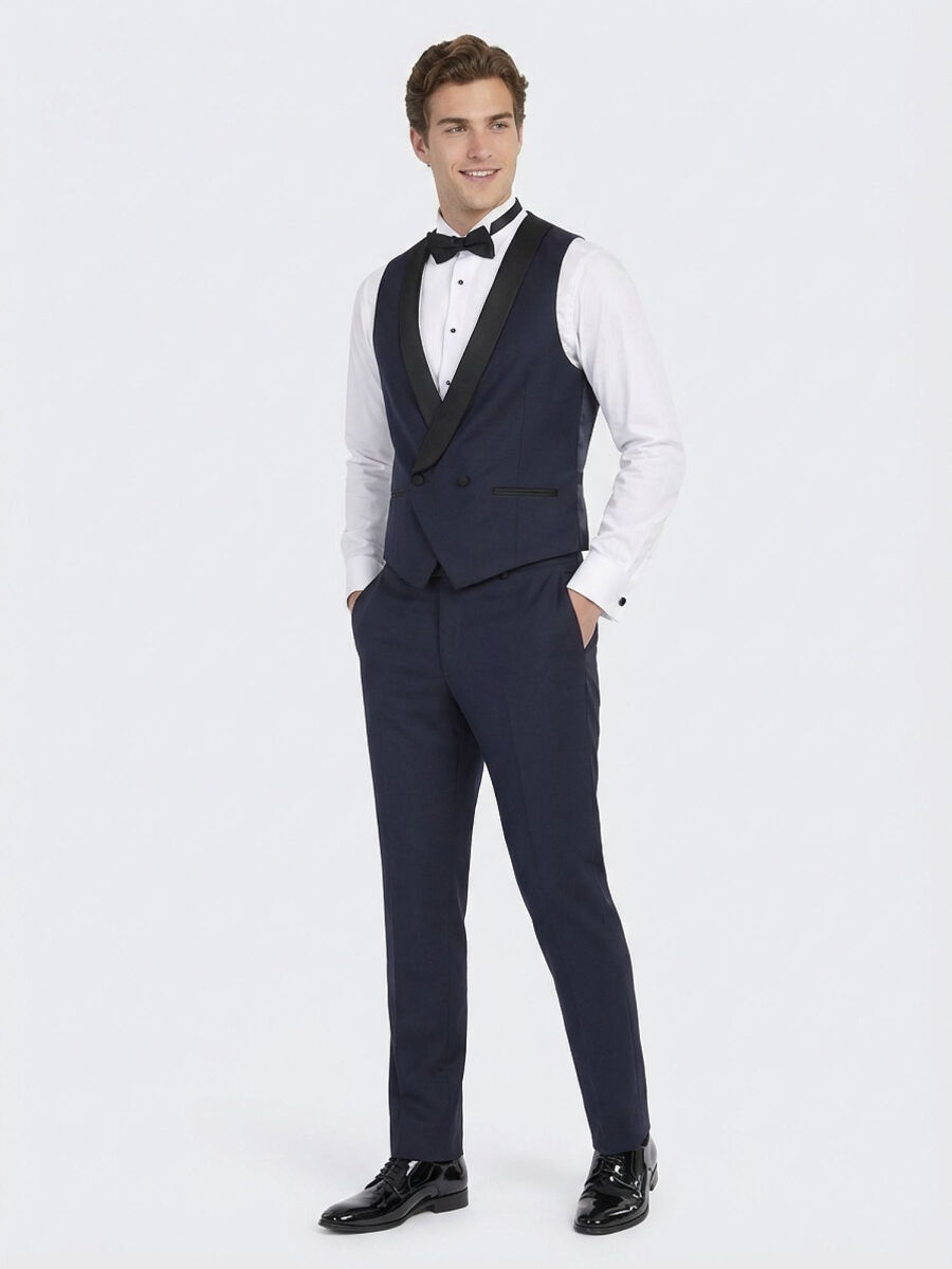 Saks Slim Fit Şal Yaka Klasik Yelek - 4