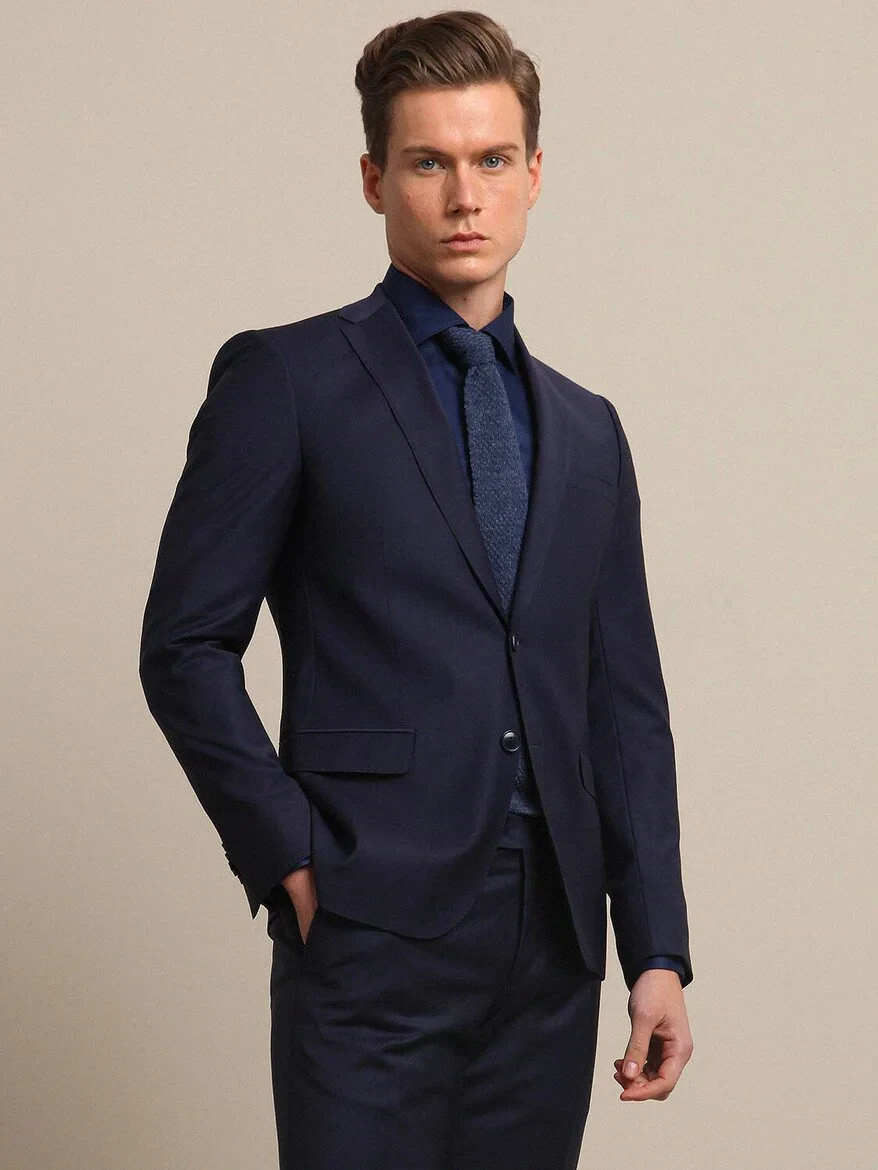 Saks Slim Fit Wool Blended Suit - 1