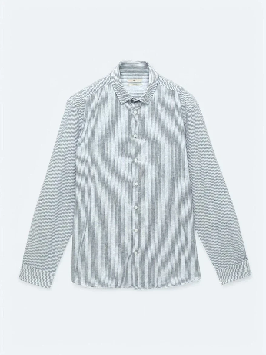 Saks Striped Regular Fit Weaving Casual Cotton Blended Shirt 