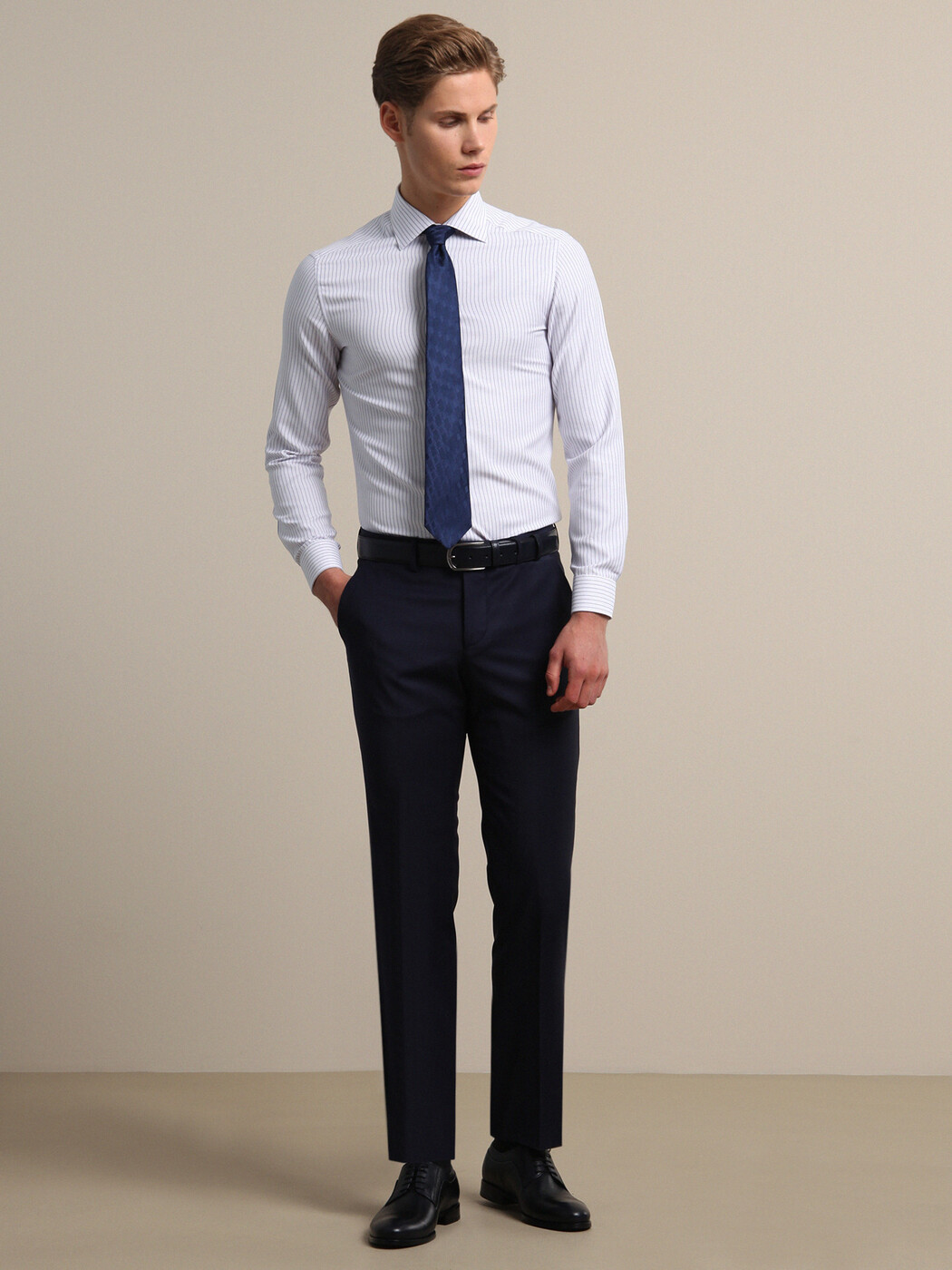 Saks Weaving Fitted Fit Classical Wool Blended Trousers - 3