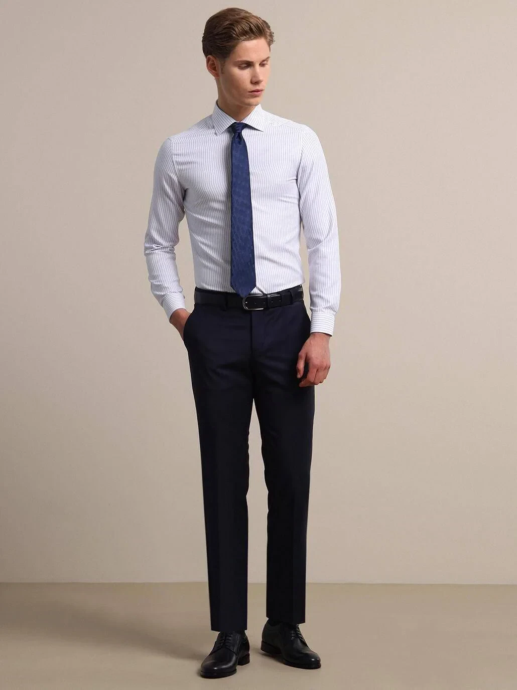 Saks Weaving Fitted Fit Classical Wool Blended Trousers - 1