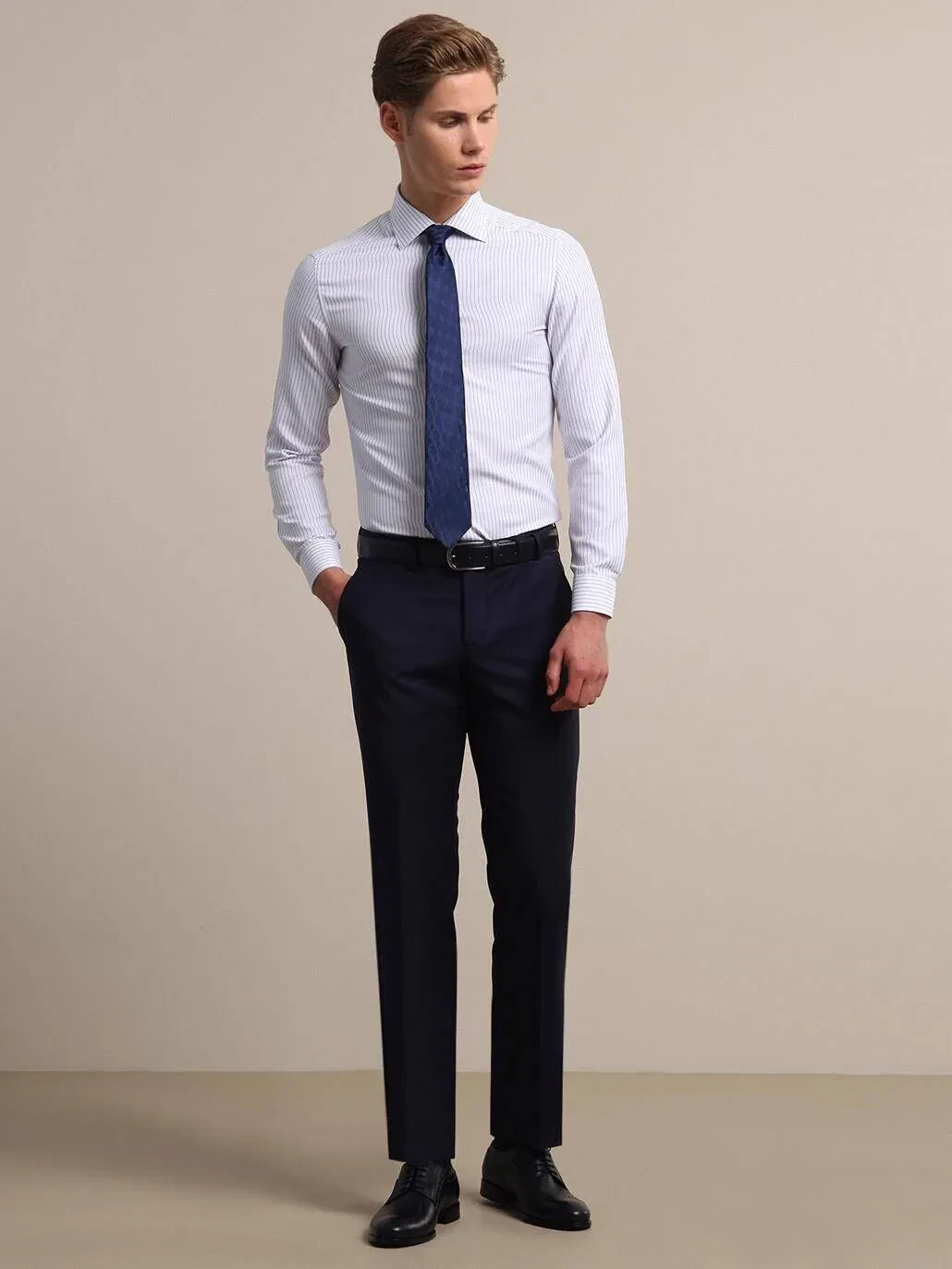 Saks Weaving Fitted Fit Classical Wool Blended Trousers - 1