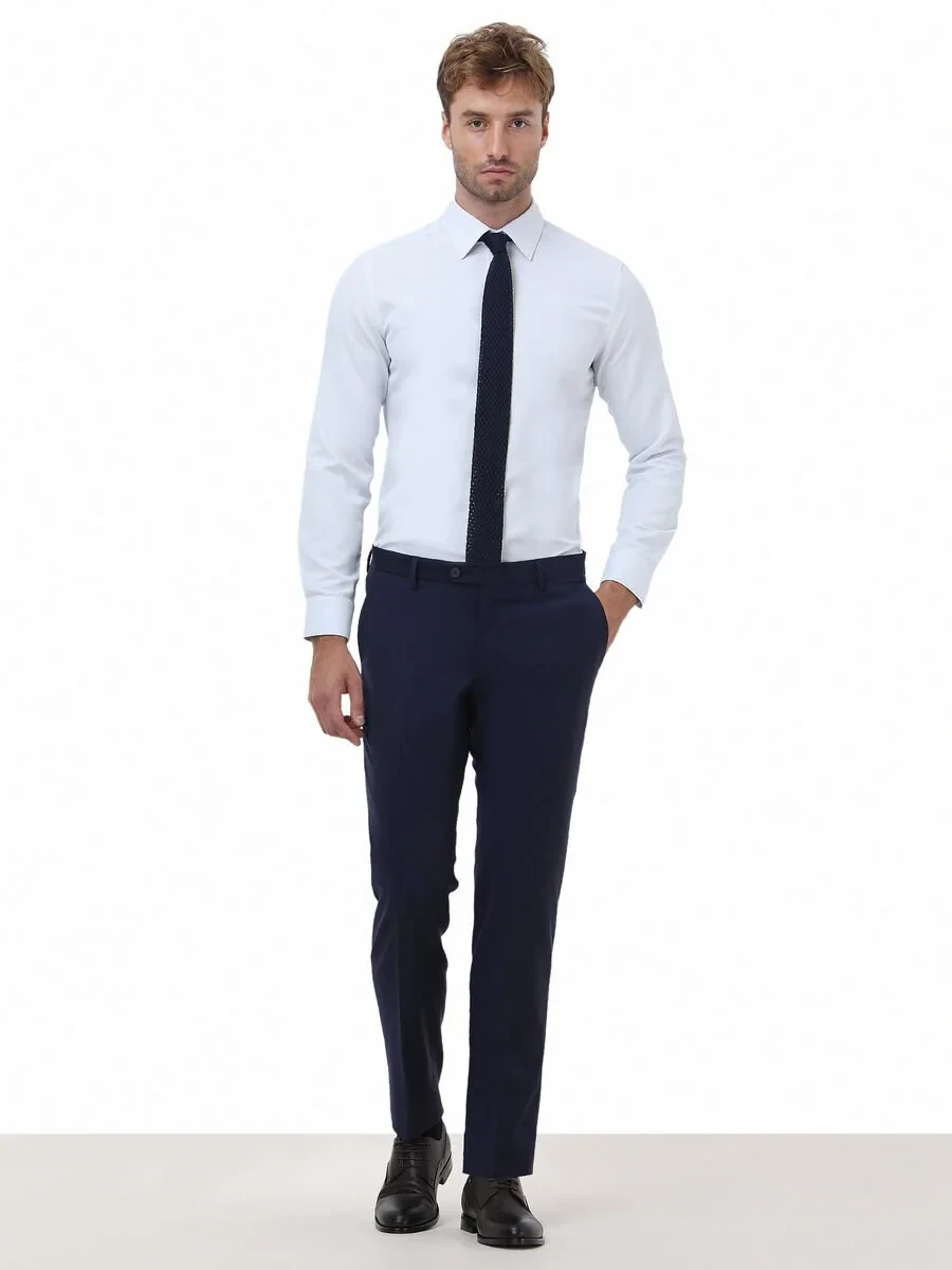 Saks Weaving Fitted Fit Classical Wool Blended Trousers - 2
