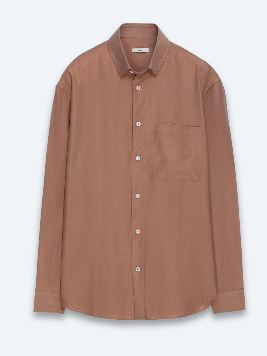 Salmon Plain Oversize Fit Long Weaving Casual Shirt - 6