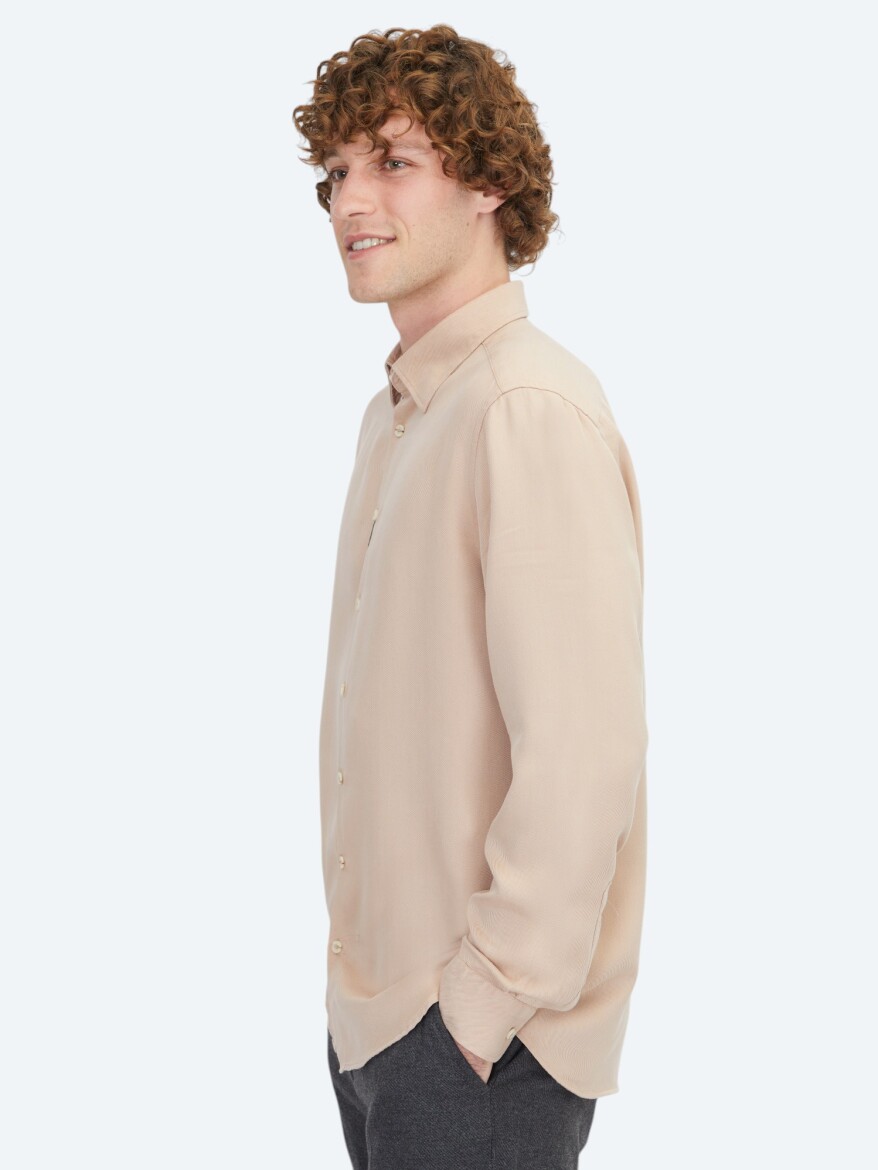 Salmon Regular Fit Long Weaving Casual Shirt - 3