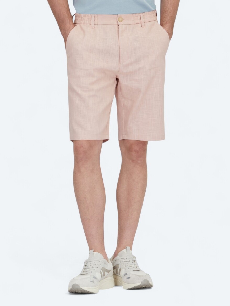 Salmon Weaving Jogging Fit Casual Cotton Blended Bermuda - KİP