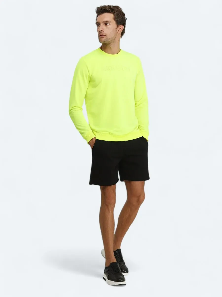 Sarı Bisiklet Yaka Baskılı Sweatshırt - 2