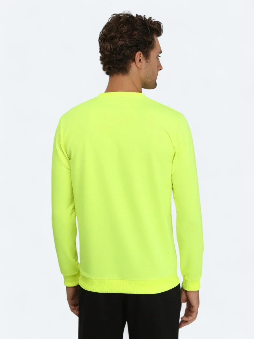 Sarı Bisiklet Yaka Baskılı Sweatshırt - 4