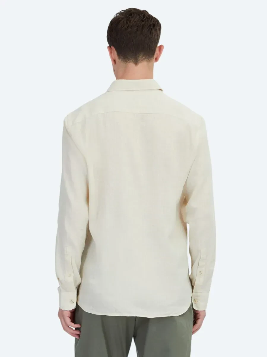 Sarı Düz Regular Fit Dokuma Casual Pamuk Karışımlı Gömlek - 5