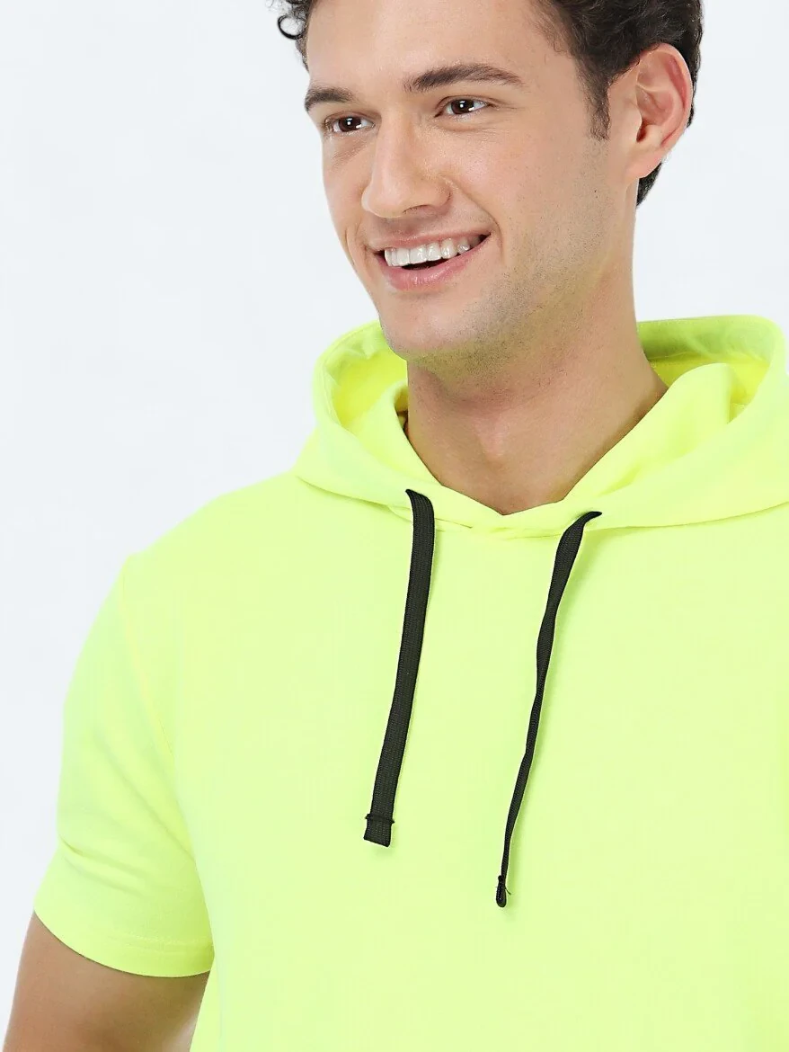 Sarı Kapüşonlu Sweatshırt - 4
