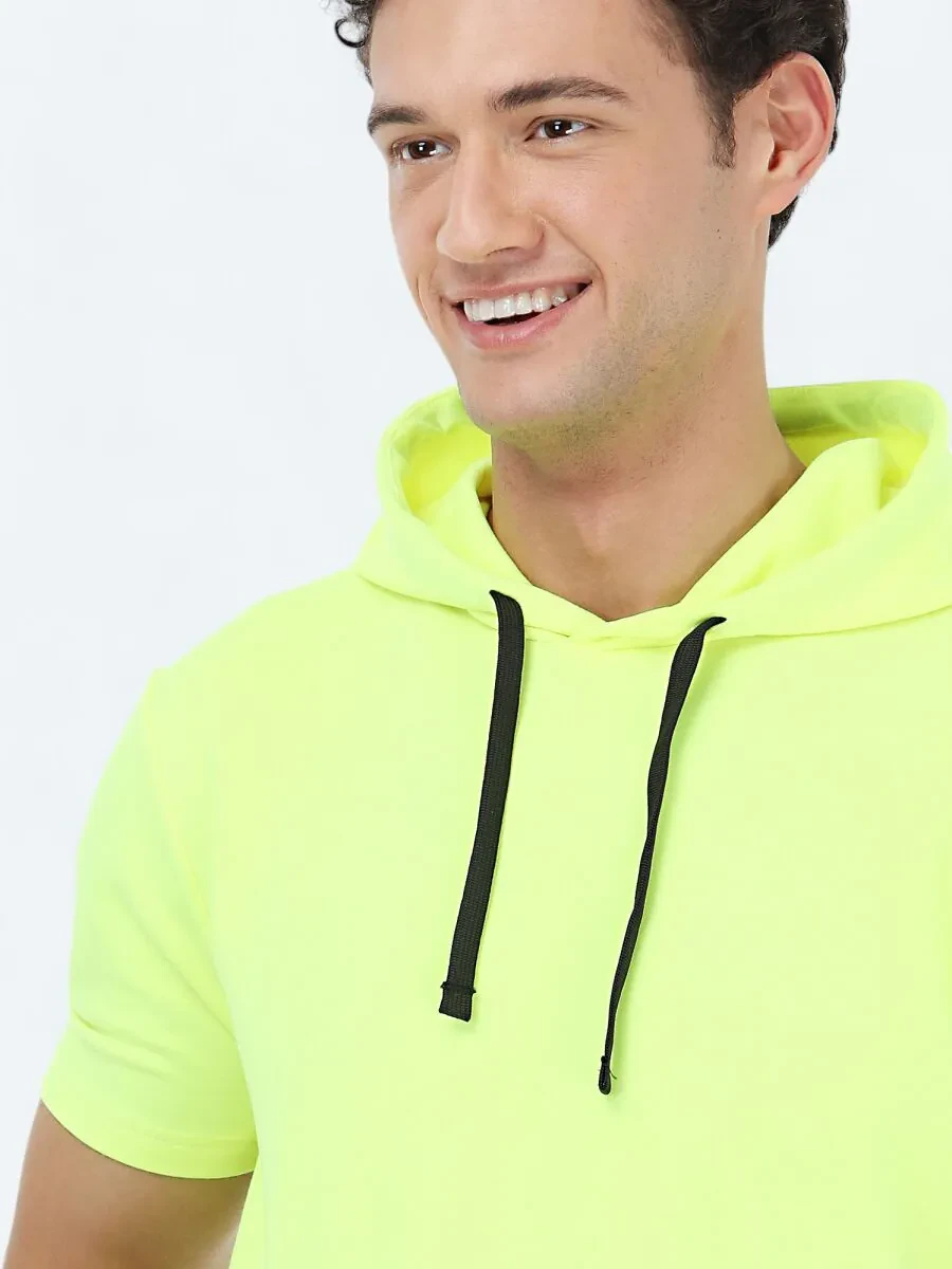 Sarı Kapüşonlu Sweatshırt - 4