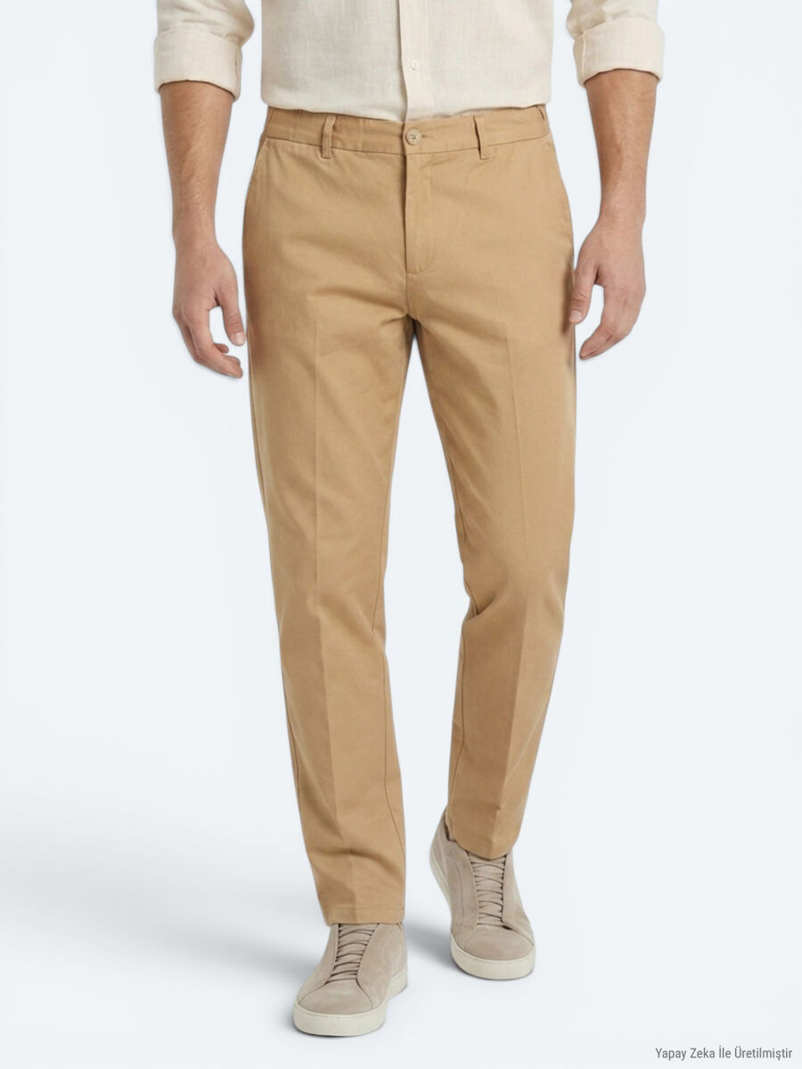 Sarı Kumaş Jogging Fit Casual Pantolon - 2