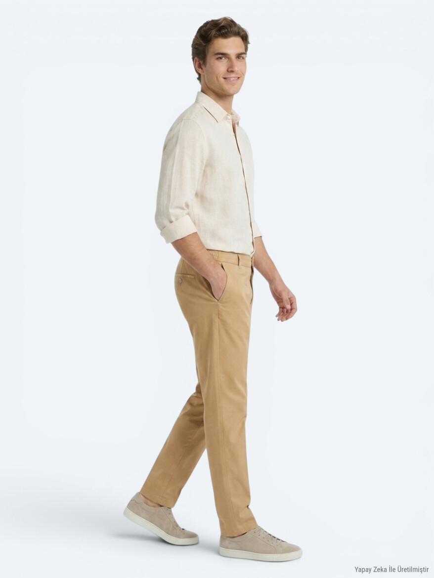 Sarı Kumaş Jogging Fit Casual Pantolon - 3
