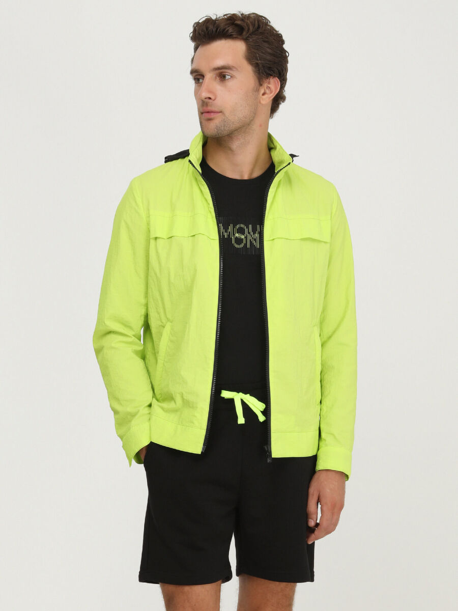 Sarı Regular Fit Kapüşonlu Casual Dokuma Mont - 1