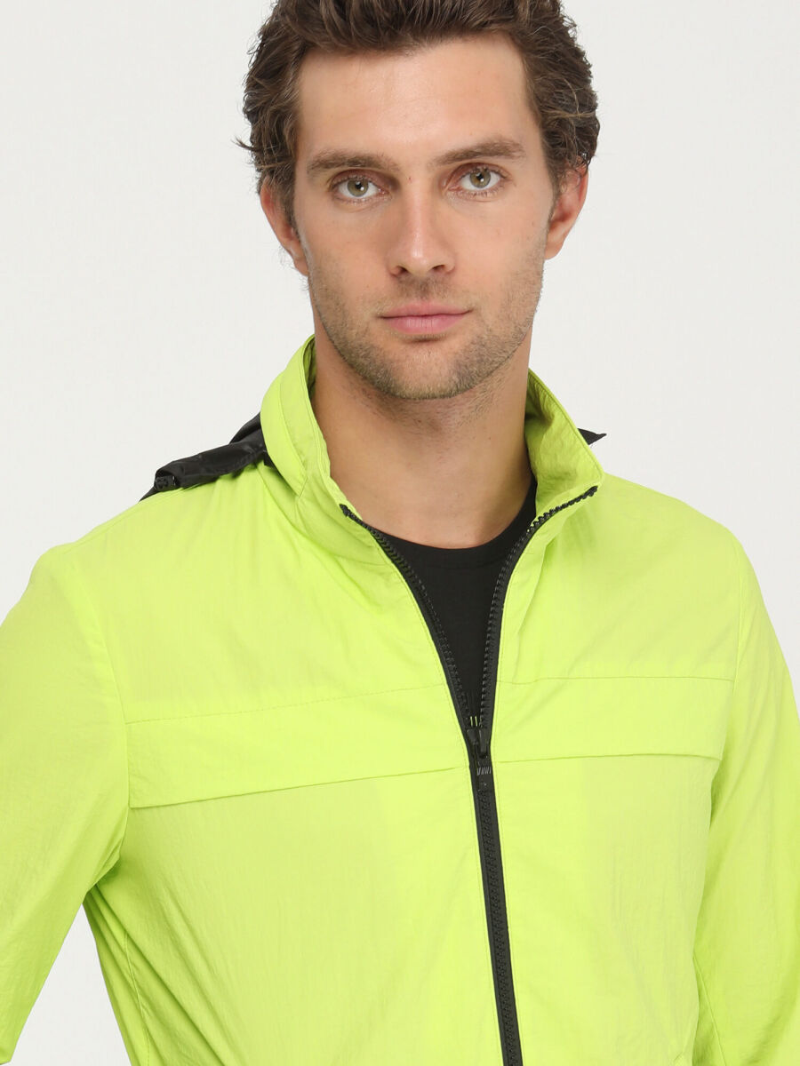 Sarı Regular Fit Kapüşonlu Casual Dokuma Mont - 2