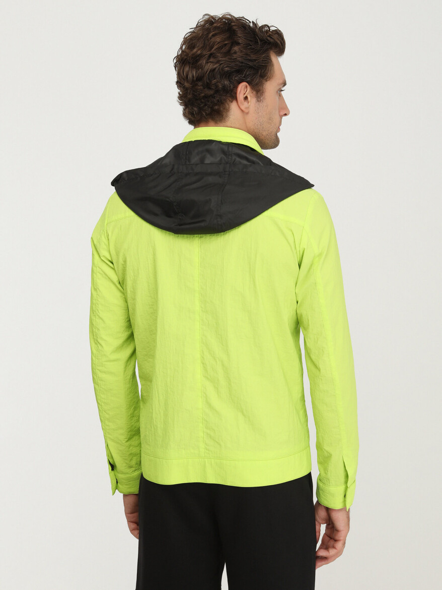 Sarı Regular Fit Kapüşonlu Casual Dokuma Mont - 4