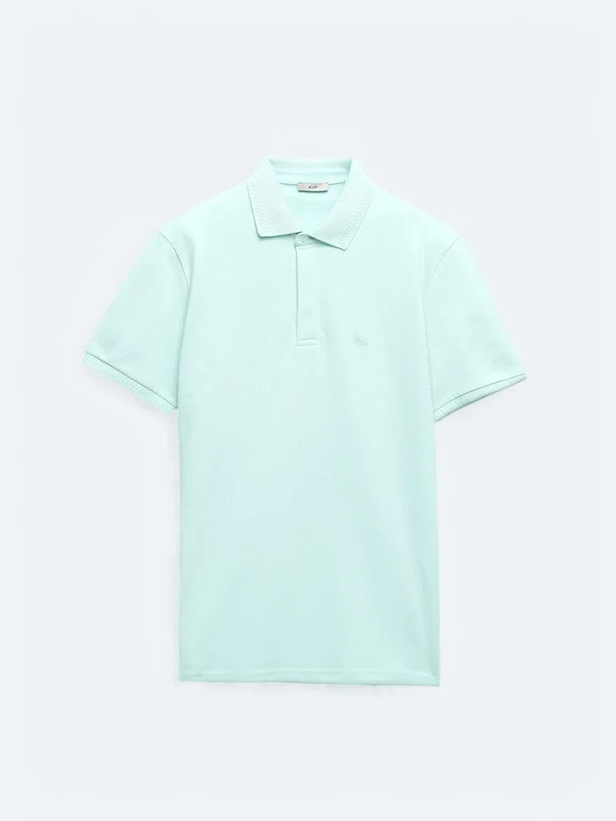 See Green Plain Polo Neck 100% Cotton T-Shirt - 6