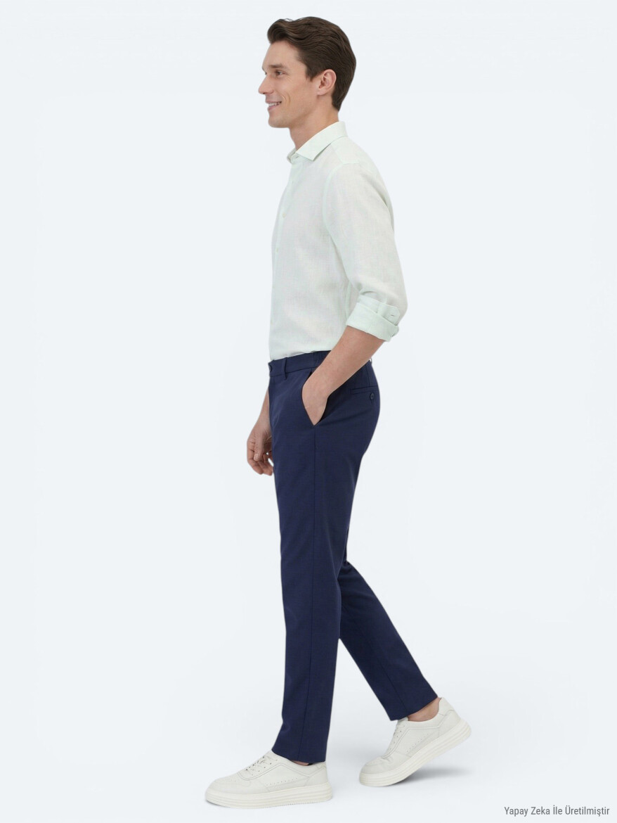 See Green Plain Regular Fit Long Weaving Casual Cotton Blended Shirt - 3