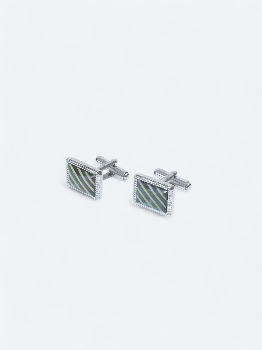 Silver Brass Cuff Link - 1