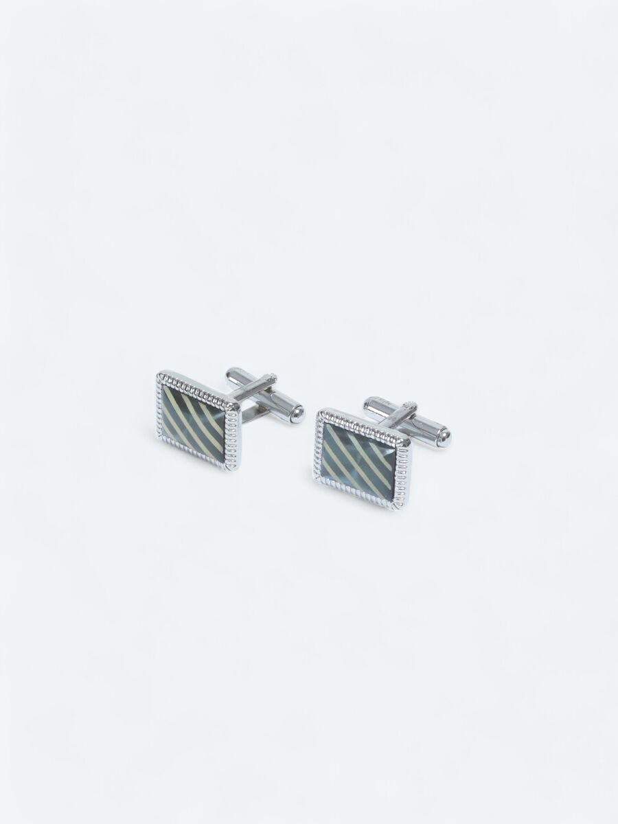 Silver Brass Cuff Link - 1