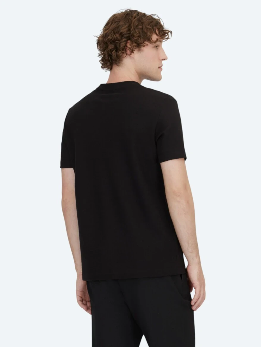 Siyah Bisiklet Yaka %100 Pamuk T-Shirt 