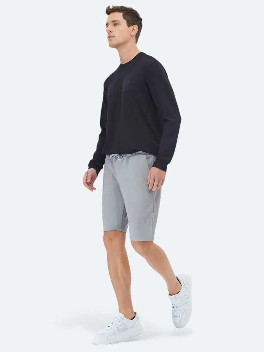 Siyah Bisiklet Yaka Baskılı Sweatshırt - 4