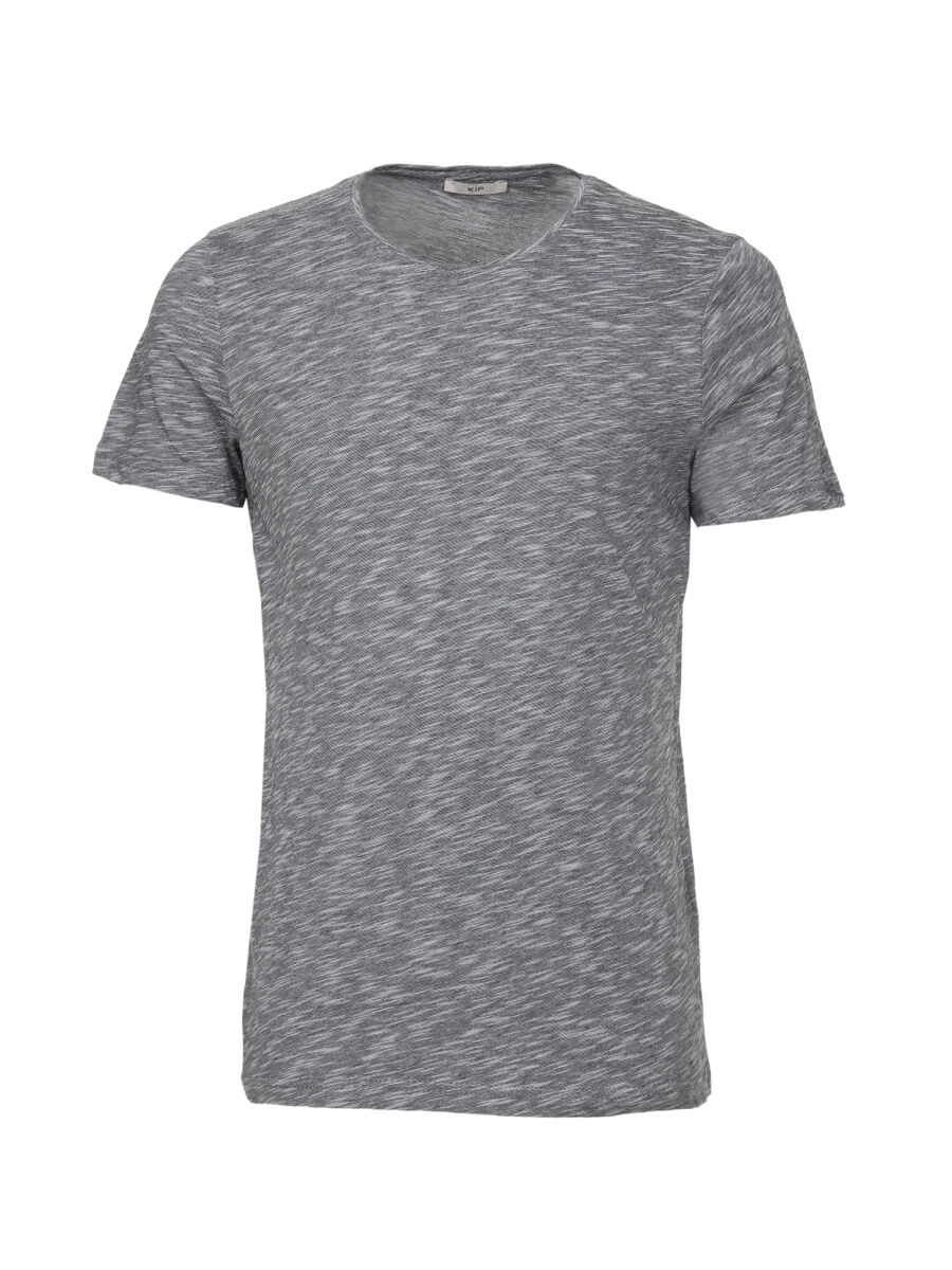 Siyah Bisiklet Yaka Pamuk Karışımlı T-Shirt - 1