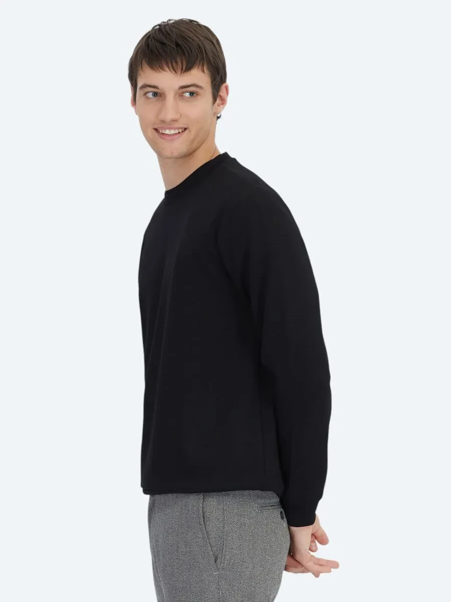 Siyah Bisiklet Yaka Sweatshırt - 3