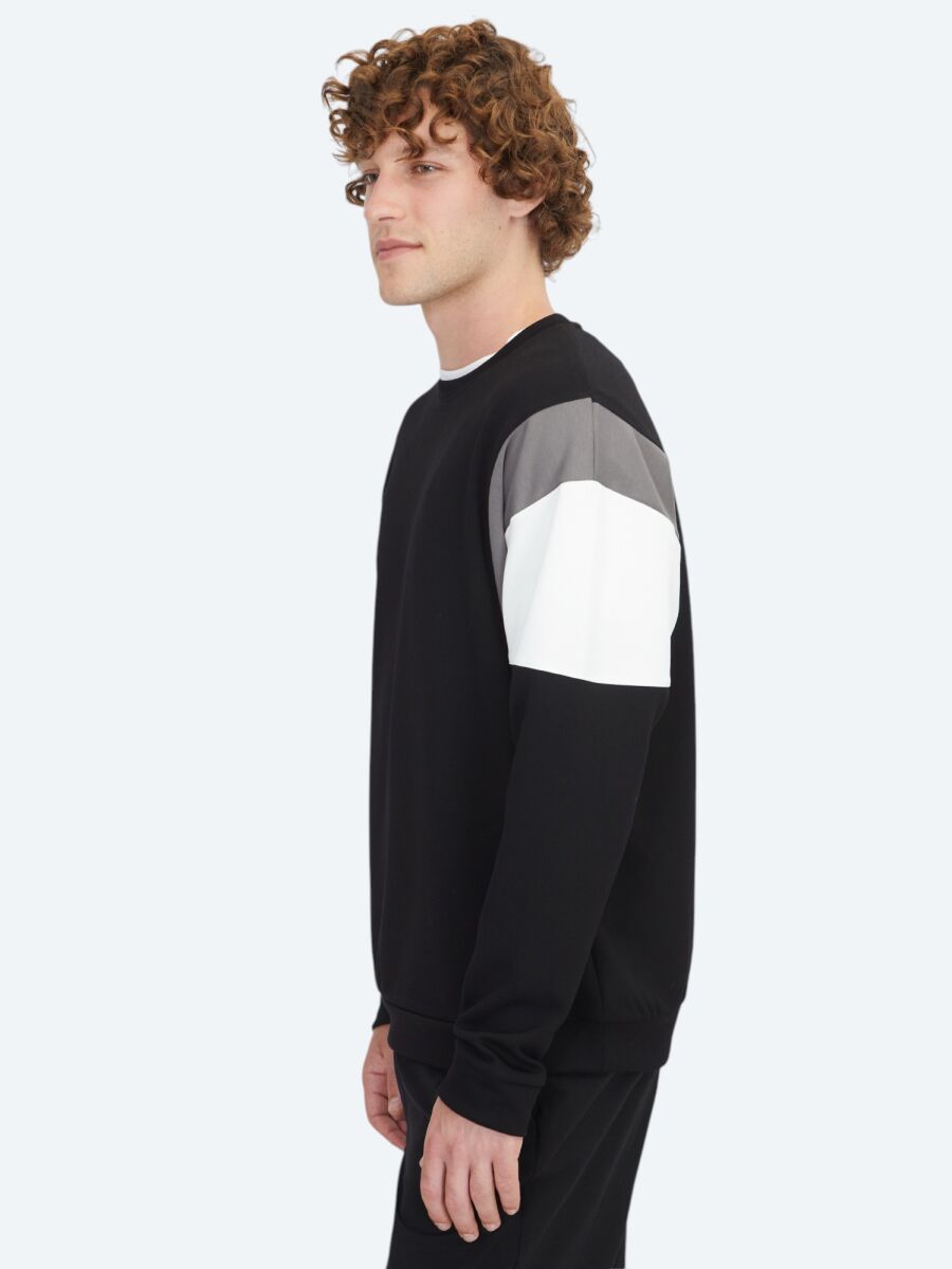 Siyah Bisiklet Yaka Sweatshırt - 4