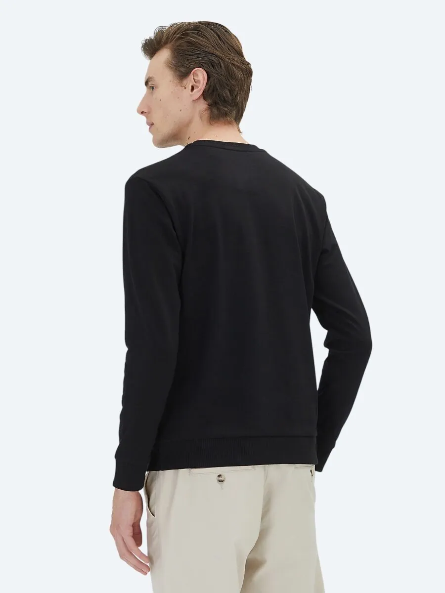 Siyah Bisiklet Yaka Sweatshırt - 5