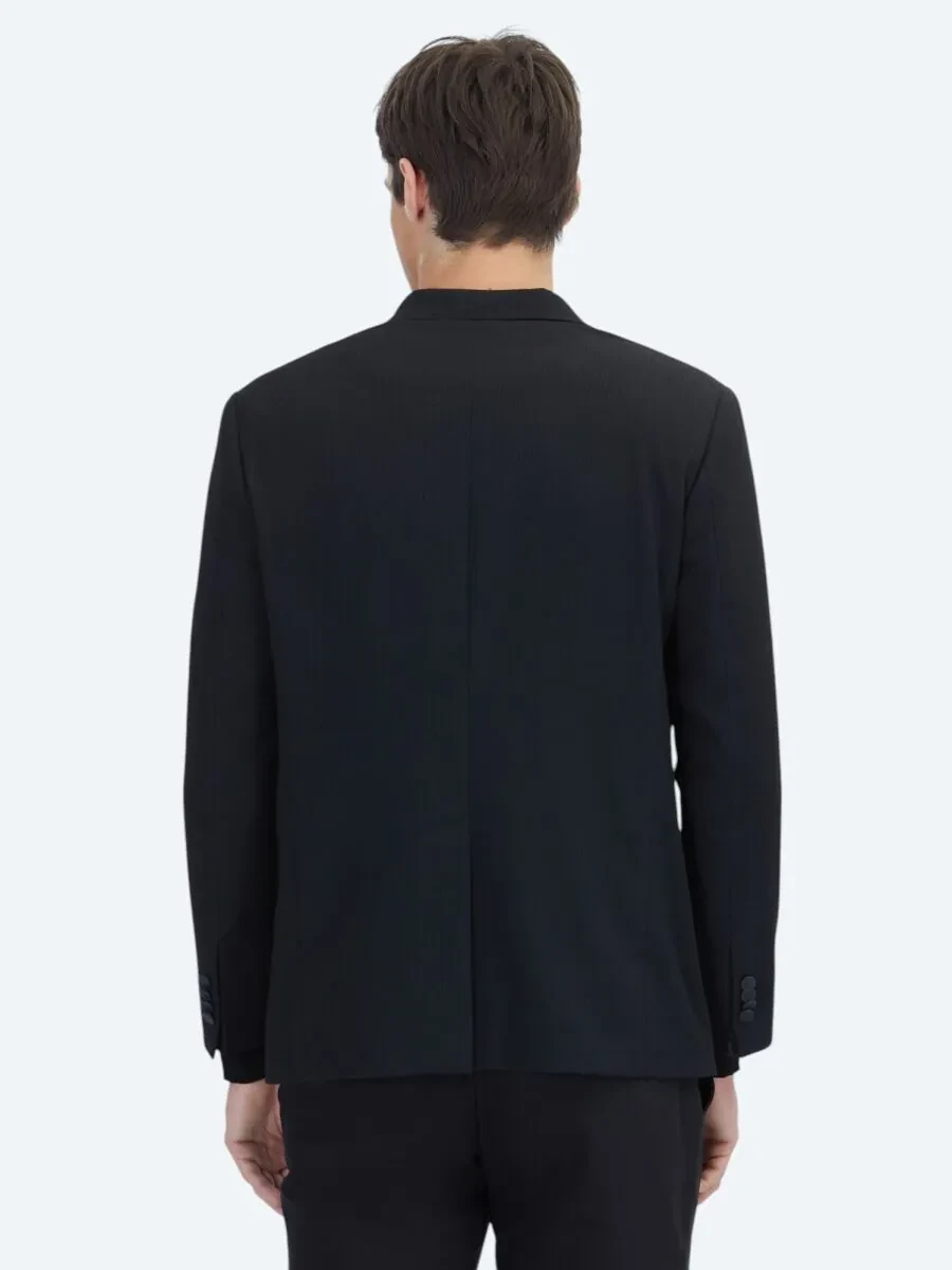 Siyah Çizgili Comfort Fit Ceket - 5